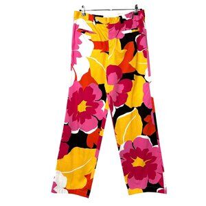 Gucci SS 1999 Tom Ford Floral Pants Size IT 44 US 8 Pink Yellow Button Fly